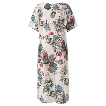 ZANZEA Maxi Suknelė Moterims Bohemijos Gėlių Spausdinti Vestidos 2021 M. Vasarą Sundress Ponios Ilgai Tunika Marškinėliai, Suknelės, Negabaritinių Vestido