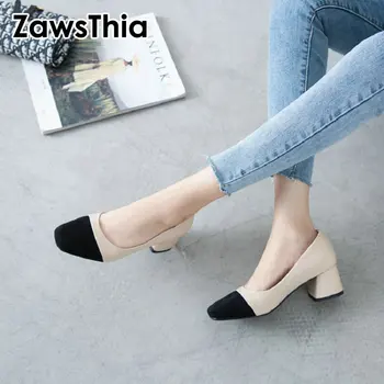 ZawsThia 2020 m. pavasario vasaros kontrasto spalvų moters batai prabangos prekės tarnybos karjeros siurbliai moterų aukštakulniai bateliai plius dydis 43 42