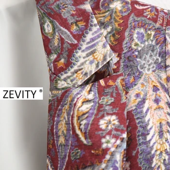 Zevity Naujas moterų elegantiškas paisley spausdinti laisvalaikio švarkas kailis ponios ilgomis rankovėmis atidaryti dygsnio atsitiktinis kišenės outwear kostiumas viršūnes CT551