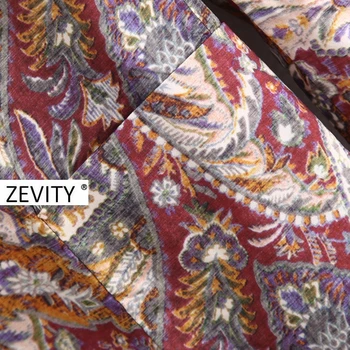 Zevity Naujas moterų elegantiškas paisley spausdinti laisvalaikio švarkas kailis ponios ilgomis rankovėmis atidaryti dygsnio atsitiktinis kišenės outwear kostiumas viršūnes CT551