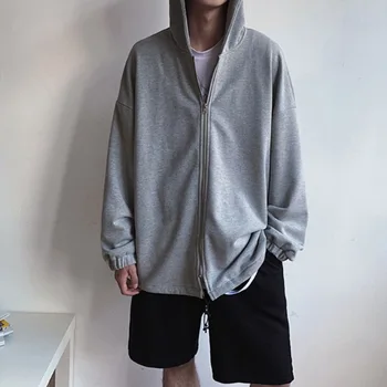 Zip Iki Negabaritinių Hoodie Vyrų Harajuku Hoodie Sweatershirt Japonijos Streetwear Hip-Hop Prarasti Atsitiktinis Rudenį 2020 M.