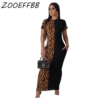 ZKYZWX Plius Dydis Leopard Print Suknelė Moterims Rudenį Drabužių Vestidos Elegantiškas Negabaritinių Suknelė Streetwear Cheetah Ilgas, Maxi Suknelės