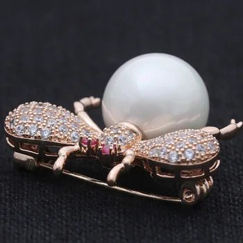 Zlxgirl mažo dydžio Prekės Kubinis Cirkonis bičių sagės puokštė nuotakos papuošalų mados imitacija, perlų vestuvių sagės priedų