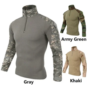 ZOGGA Prekės 2020 Kariuomenės Kamufliažas Taktinis Marškinėliai Vyrams, ilgomis Rankovėmis Medžioti Lauko Long sleeve T-Shirt Taktinis apykaklės marškinėliai vyrams