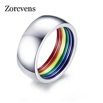 ZORCVENS 2020 Naujas Rainbow Žiedai, Nerūdijančio Plieno Vestuves Papuošalai Moterims