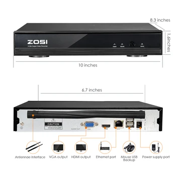 ZOSI 8CH Belaidė VAIZDO stebėjimo Sistema 960P HD NVR rinkinys su Lauko IR Naktis IP Kamera, wi-fi, vaizdo Kameros Apsaugos Sistemos Priežiūros Rinkiniai