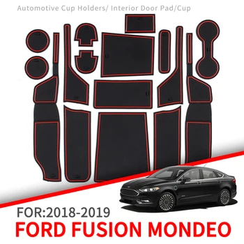 ZUNDUO Anti-Slip Vartų Angą Kilimėlis Ford Fusion 2019 Mondeo Interjero Priedai Gumos puodelių Laikikliai Ne slydimo kilimėliai RAUDONA/BALTA
