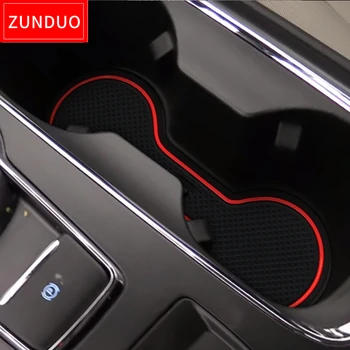 ZUNDUO Anti-Slip Vartų Angą Kilimėlis Ford Fusion 2019 Mondeo Interjero Priedai Gumos puodelių Laikikliai Ne slydimo kilimėliai RAUDONA/BALTA