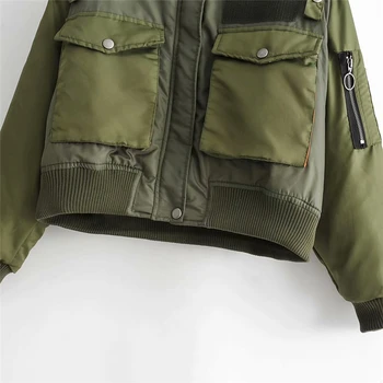 ZXQJ streetwear moterų armijos žalia striukė 