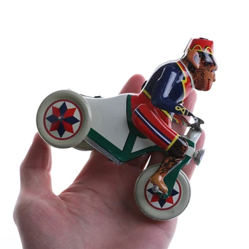 Įdomus Kolekcines, Retro Namų Dekoro Derliaus Vėjo Iki Cirko Beždžionė važiuodami Automobiliu Clockwork Alavo Žaislas 12 x 12,5 cm