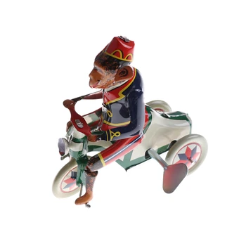 Įdomus Kolekcines, Retro Namų Dekoro Derliaus Vėjo Iki Cirko Beždžionė važiuodami Automobiliu Clockwork Alavo Žaislas 12 x 12,5 cm