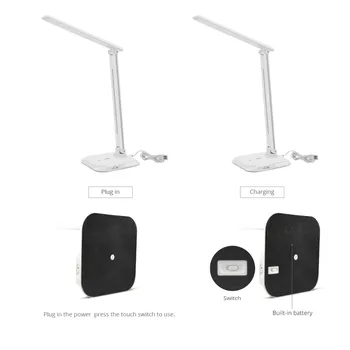 Įkraunamas USB LED Stalo lempa Knygos lemputė 7W šviesos srautą galima reguliuoti Skaitymo Stalo lempos Spalvos Temperatūra Reguliuojama Touch 