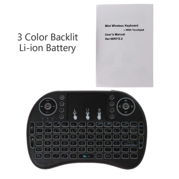 Įkrovimo 3 Backlits 2,4 GHz Belaidžio ryšio i8 Klaviatūra, Touchpad Skristi Oro Pelės
