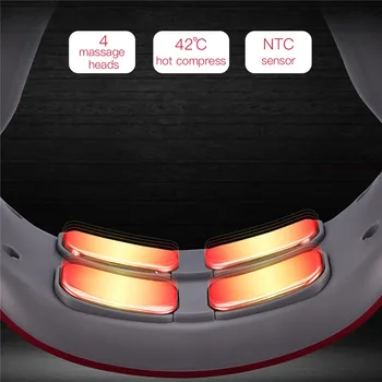 Įkrovimo Kaklo Terapijos Massager 3D 4 Vadovai USB Magnetinio Impulso Belaidžio Kaklo Giliųjų Audinių Šildymo gimdos Kaklelio Skausmo Massager