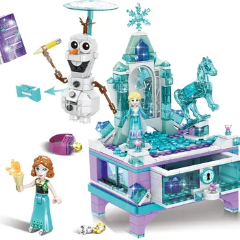 Šaldytos Sniego Pasaulyje Serija Elsa Stebuklinga Ledo Pilis Nustatyti mergaitės Modelis Statybiniai Blokai, Plytos, Žaislai Mergina suderinama