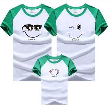 Šeimos Atrodyti marškinėliai Vasaros Smiley veido, Tėtis, Mama, vaikiški Drabužiai Tėvas, Motina, Sūnus, Dukra, Mama ir Man Drabužius, Pora Drabužių