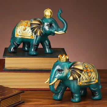 Šeimos dramblių Statulėlės, dervos Tailande dramblys statula biuro kambarį rankų darbo namų dekoracijas, mielas Gyvūnų ornamentais