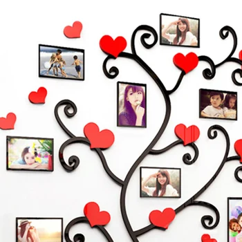 Šeimos Foto Rėmelis Eglutė 3D Sienos Lipdukas Širdies Modelis Vaikai Augimo Nuotrauką, Sienų Lipdukai, Plakatai Kambarį Dekoro Fone Wallpape