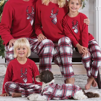 Šeimos Kalėdų Pižama Nustatyti Šiltas Suaugusiųjų Vaikų Mergaičių Berniukas, Mama, Tėtis Sleepwear naktiniai drabužiai Dviejų dalių Drabužiai Atitinkančių Šeimos Komplektai