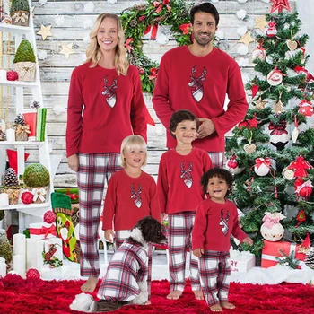 Šeimos Kalėdų Pižama Nustatyti Šiltas Suaugusiųjų Vaikų Mergaičių Berniukas, Mama, Tėtis Sleepwear naktiniai drabužiai Dviejų dalių Drabužiai Atitinkančių Šeimos Komplektai