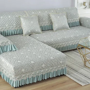 Šeniliniai lininis audinys Europos stiliaus žakardo neslidus sofos pagalvėlės audinys keturis sezonus pagalvėlė padengti šalikas