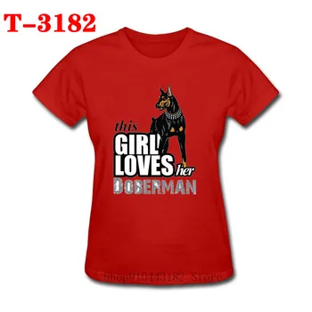 Ši Mergaitė Myli Savo Doberman Šuo Moters Drabužius Mielas Moterų T Shirts Vasaros trumpomis Rankovėmis Medvilnė, O-Neck T Marškinėliai moterims