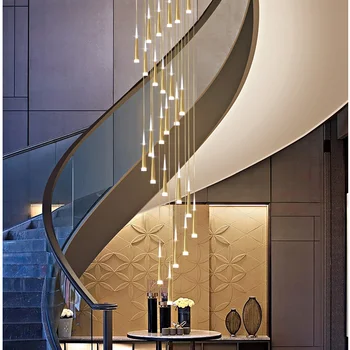 Šiaurės Kambarį LED Šviestuvai Modernus Aukso / Juoda / Balta Liustra Apšvietimo, vienalaikio Dvipusio ryšio Villa Laiptai Kolonėlė Kabo Lempa