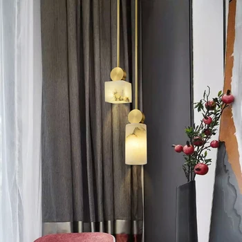 Šiaurės marmuro priedai veltiniams, vilna lempa prabangaus metalo, vario kūrybos miegamojo lovos hanglamp naujas Kinų stiliaus valgomasis, virtuvės įranga