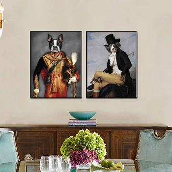 Šiaurės retro stiliaus gyvūnų drobės tapybos elnias kačių ir šunų portretas plakatas ir spausdinimo freskos kambarį dekoruoti tapyba