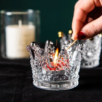 Šiaurės Stiliaus Crown Stiklo Žvakidė Vestuvių Dekoratyvinių Žvakių Laikiklis Žiedas Papuošalai, Vonios Kambarys, Saugojimo Dėklas Romantiška Šaliai Dekoro