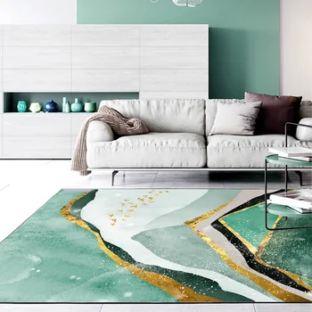 Šiaurės šalių mados abstrakčiai tamsiai žalia, aukso durų kilimėlis Miegamojo lovos kilimas kambarį kilimėlis pritaikyti pliušinis kiliminė danga, neslidžios grindų kilimėlis