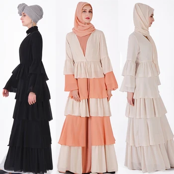 Šifono Abaja Dubajus Kaftan Hijab Musulmonų Suknelė Malaizija Kimono Megztinis Jilbab Caftan Abayas Moterims, Turkijos Islamo Apranga
