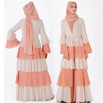 Šifono Abaja Dubajus Kaftan Hijab Musulmonų Suknelė Malaizija Kimono Megztinis Jilbab Caftan Abayas Moterims, Turkijos Islamo Apranga
