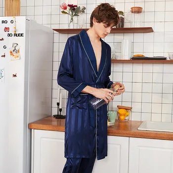 Šilko Vyrams Pavasarį ir Vasarą, Ilgos Rankovės, Ilgos Kelnės Homewear Nustatyti pižama vyrų vyrų sleepwear pižama mens pižama