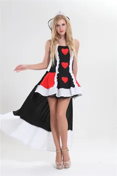Širdžių karalienė Fancy Dress Pokerio Queen Sexy Helovinas Kostiumas Set + vainikėliu Ponios Cosplay Drabužių dydis s-2xl