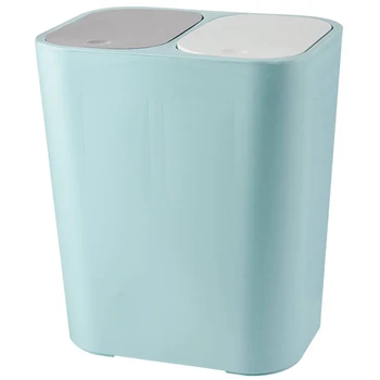 Šiukšliadėžės Stačiakampio Plastikinių Push-Mygtukas Dual Skyrelio 12 Litrų Atliekų Perdirbimo Bin Šiukšlių Dėžė-Mėlyna