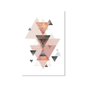 Šiuolaikinio Abstraktaus Pink Moon Aliejaus Tapybai Geometrijos Apvalus Trikampis Plakatas Skandinavijos Dekoro Kambarį Cuadros Apdaila