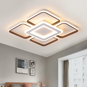 šiuolaikinių LED šviestuvai lubų gyvenimo kambario, miegamasis plafonnier led rudos aliuminio+akrilo šiuolaikinės liustra apšvietimo armatūra