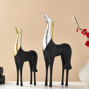 Šiuolaikinės Black Horse Gyvūnų Formos, Statula, Skulptūra, Stalo Dekoravimas Ornamentais Namų Puošybai Kambarį Apdaila Feng Shui Dovanos