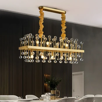 Šiuolaikinės krištolo sietynas, valgomasis kambarys spalvinga cristal lempos stačiakampio virtuvės sala led šviesos šviestuvas namų dekoro apšvietimas
