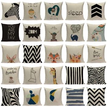 Šiuolaikinės Paprasta geometrija užvalkalas Juoda Balta namuose pagalvėlė Zebra Kūrybos Leopard dekoratyvinės pagalvėlės, Namų Aikštėje Spausdinimo užsakymą