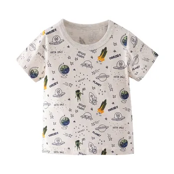 Šokinėja metrų Berniukų, Mergaičių Kosmoso Tees Viršuje Medvilnės Vasaros Vaikų Vaikas Mergaitės Berniukai Raketų Laišką, Print T-shirt Viršūnes Kūdikių Marškinėliai Tee