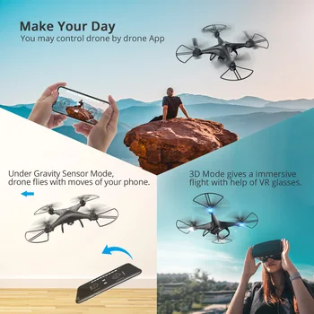 Šventosios Akmens HS110D FPV RC Drone su 1080P HD Kamera, Vaizdo 120°Plataus Kampo WiFi Quadcopter su 3D Flip Balso Kontrolės dron