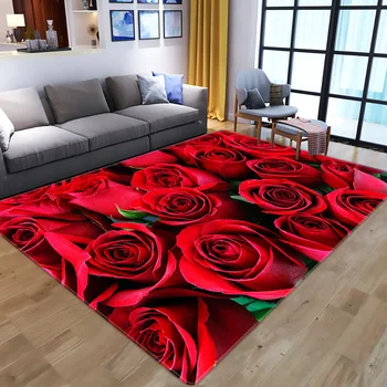 Šventėje Romantiška Valentino Dieną Kilimai, skirtą kambarį Namuose Kilimų Raudona Rožė, Gėlės 3D Atspausdintas Miegamojo Plotas Kilimas Prieškambario Kilimėlis