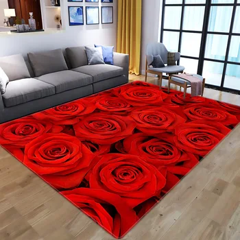 Šventėje Romantiška Valentino Dieną Kilimai, skirtą kambarį Namuose Kilimų Raudona Rožė, Gėlės 3D Atspausdintas Miegamojo Plotas Kilimas Prieškambario Kilimėlis