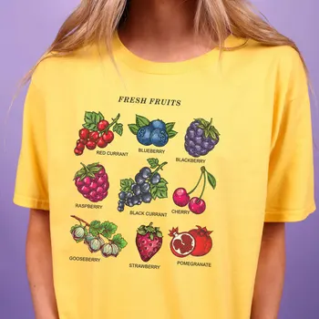 Šviežių Vaisių Tumblr Egirl Grunge Estetinės Marškinėliai Vasaros Ulzzang Streetwear Moterų marškinėliai Moteriška 90s Mielas Tee Y2k Viršūnes Drabužiai
