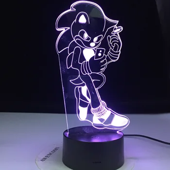 Žaidimas Sonic Ežys Vaikai Naktį LED Šviesos Dekoro Baterija Naktį Lempa Vaiko Gimtadienio Dovana Lentelė 3D Lempos Sonic Pav naktinė lempa