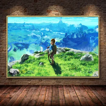 Žaidimo Plakatą, Dekoruoti Tapyba Legend of Zelda: Breath of The Wild HD Drobės Tapybos Meno Plakatas Neįrėminti