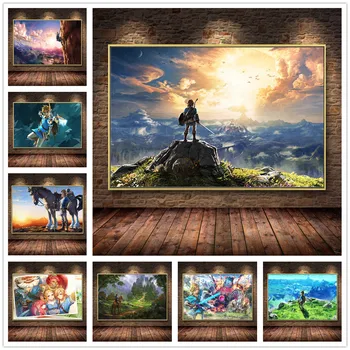 Žaidimo Plakatą, Dekoruoti Tapyba Legend of Zelda: Kvėpavimas Laukinių Drobės Tapybos Meno Plakatas, Vaikų Kambarys Neįrėminti