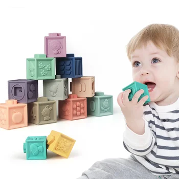 Žaislai 13 24 Mėnesių Minkštas Blokai 3D Paliesti Ranka, Minkšti Kamuoliukai, Masažas Gumos Teethers Išspausti Žaislas Vonios Žaislai Vaikams Dovanų